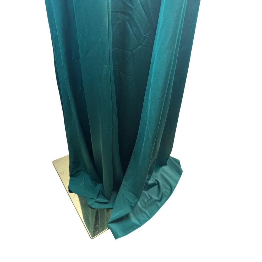 New Emerald Green Miss Ord Small One-Shoulder Draped Evening Gown Long Sleeve - Picture 13 of 16